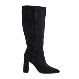 Over the Knee High Heel Boots Black Lannetea