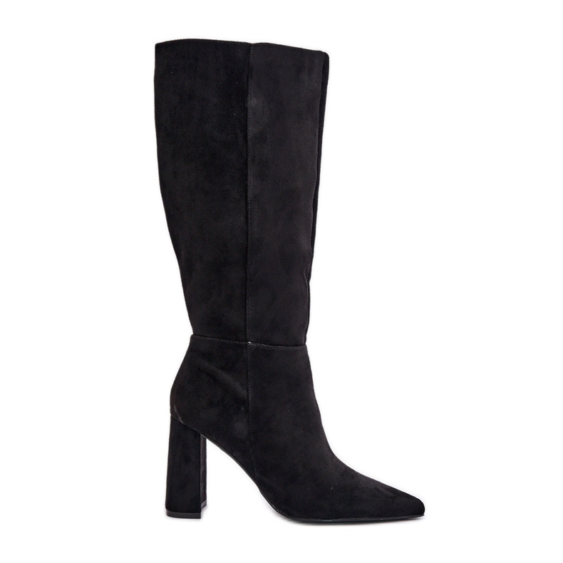 Over the Knee High Heel Boots Black Lannetea