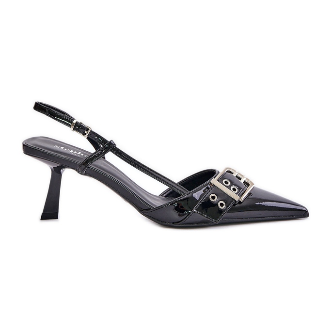 Black Zeisia patent stilettos with a buckle