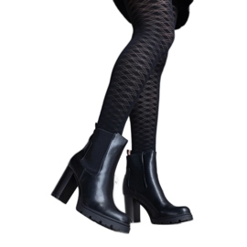 Black slip-on ankle boots made of Motena eco-leather Black slip-on ankle boots made of Motena eco-leather