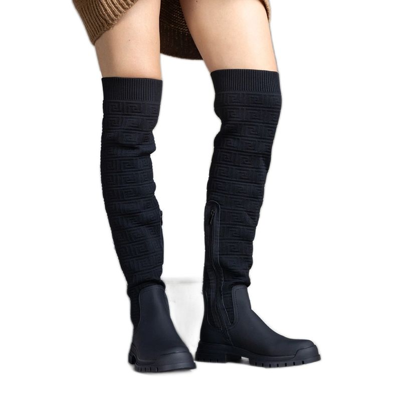 Black fabric boots with a matte finish Scarlett Black fabric boots with a matte finish Scarlett