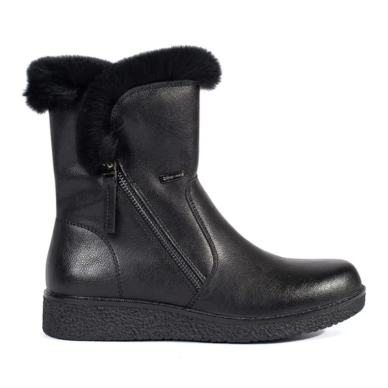 Women's insulated black leather boots with fur by Sergio Leone
