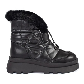 Seastar Black women's snow boots with black fur on the platform Seastar Black women's snow boots with black fur on the platform