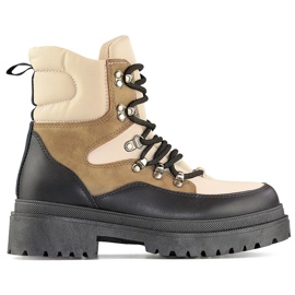 Women's lace-up boots, over-the-ankle boots, winter shoes beige Women's lace-up boots, over-the-ankle boots, winter shoes beige