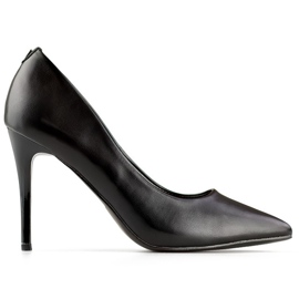 Classic black women's high heel stilettos with leather insole