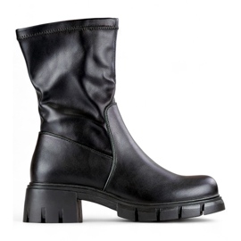 Potocki Black fitted women's worker ankle boots made of ecological leather