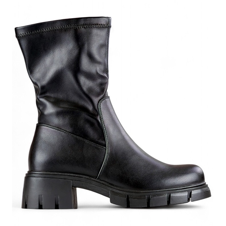 Potocki Black fitted women's worker ankle boots made of ecological leather
