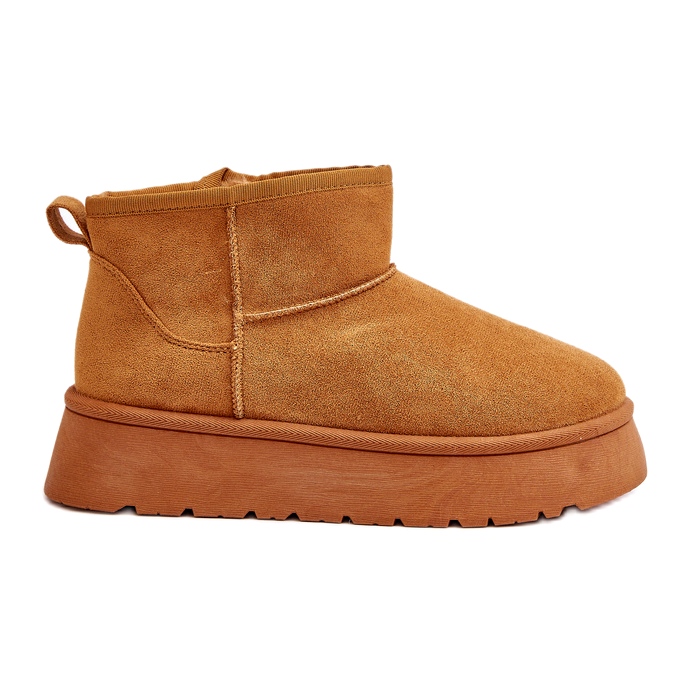 News Low women's snow boots on the platform insulated with Camel fur brown