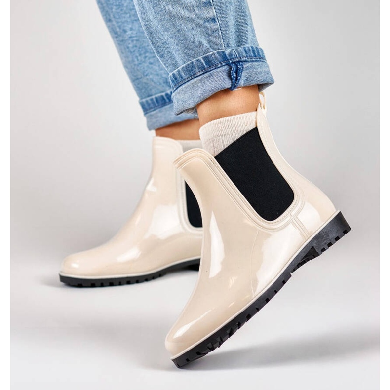 Women's Chelsea boots, beige, DC21BE Women's Chelsea boots, beige, DC21BE