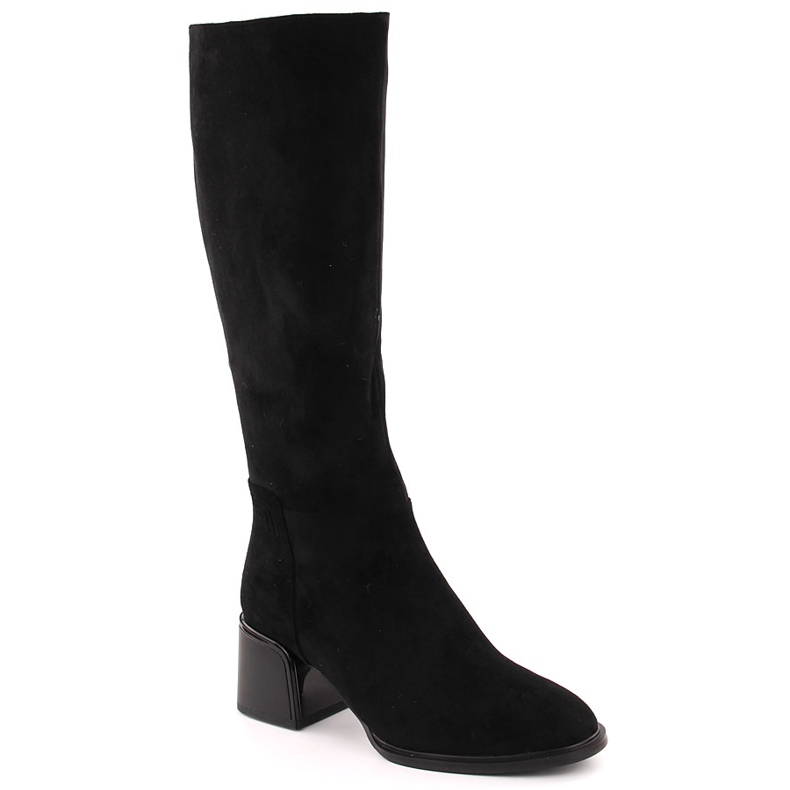 Black suede women's boots with a block Filippo DKZ6603