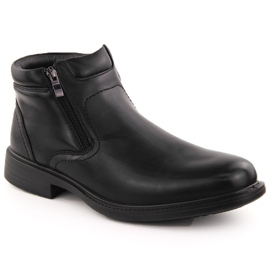 Men's insulated ankle boots with zippers, black Unisoft 7516