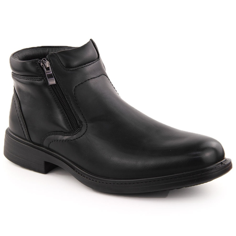 Men's insulated ankle boots with zippers, black Unisoft 7516
