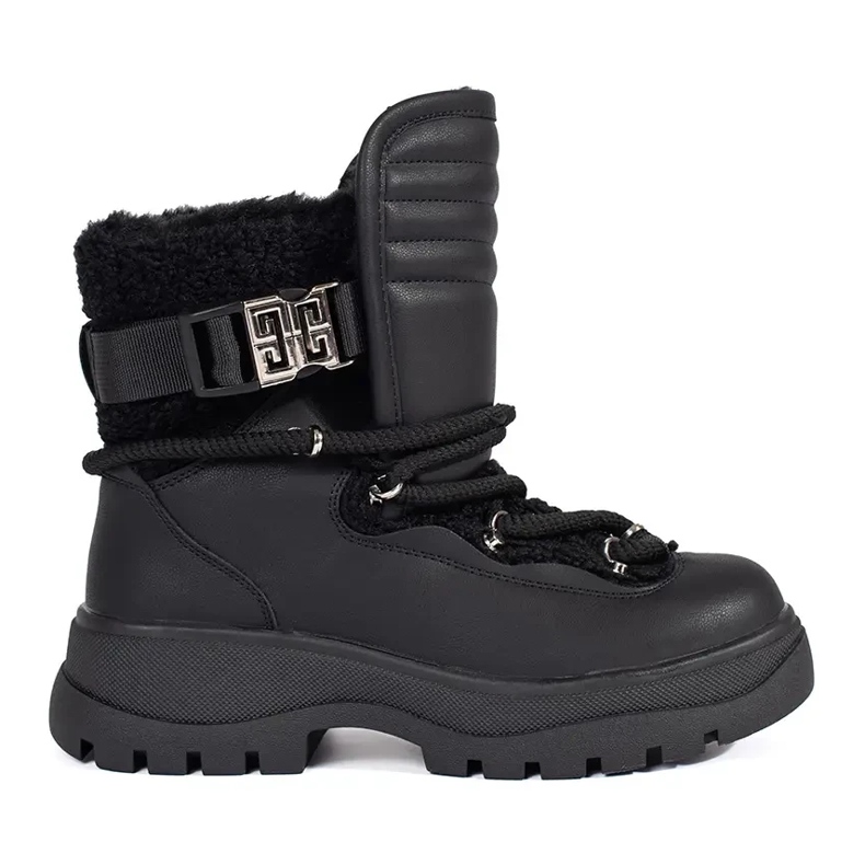 Seastar Black women's snow boots with fur on a thick sole