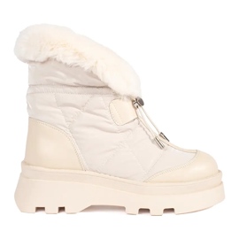 Seastar Beige women's snow boots with fur on the platform