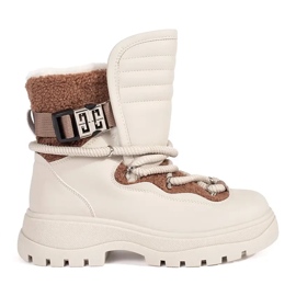 Seastar Beige women's snow boots with fur on a thick sole