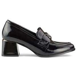 Black patent low-heeled shoes, women's high-heeled pumps