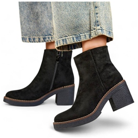 Women's classic suede high-heeled boots, black 9613B