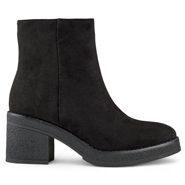 Women's classic suede high-heeled boots, black MS1508B