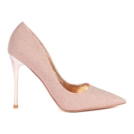 Seastar Glitter pink and gold women's stilettos with a metallic heel