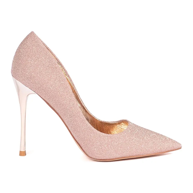 Seastar Glitter pink and gold women's stilettos with a metallic heel