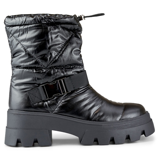 Women's snow boots with a thick sole, black JH21-22B