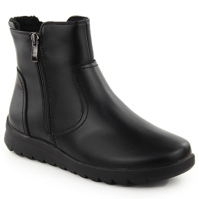 Black leather women's ankle boots with zipper FIlippo DBT6630