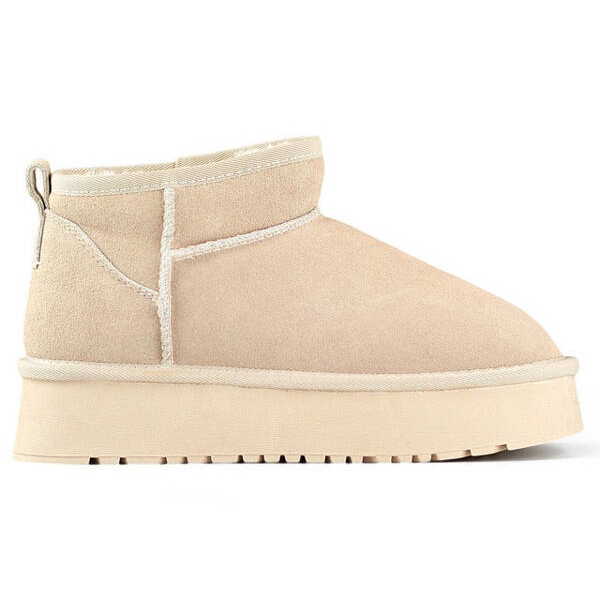 Women's leather ankle boots, suede snow boots, beige XF-159L.BE Women's leather ankle boots, suede snow boots, beige XF-159L.BE
