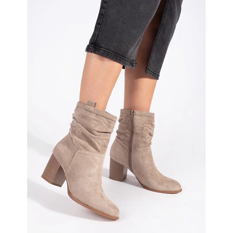 Beige suede women's ankle boots Beige suede women's ankle boots