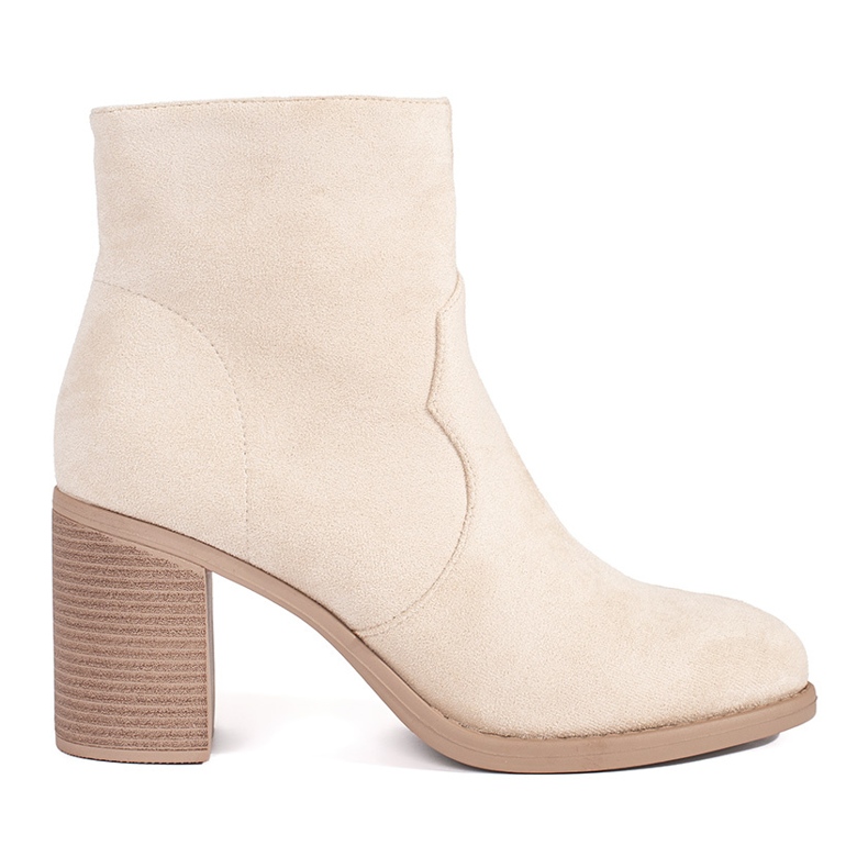 Beige suede classic women's ankle boots