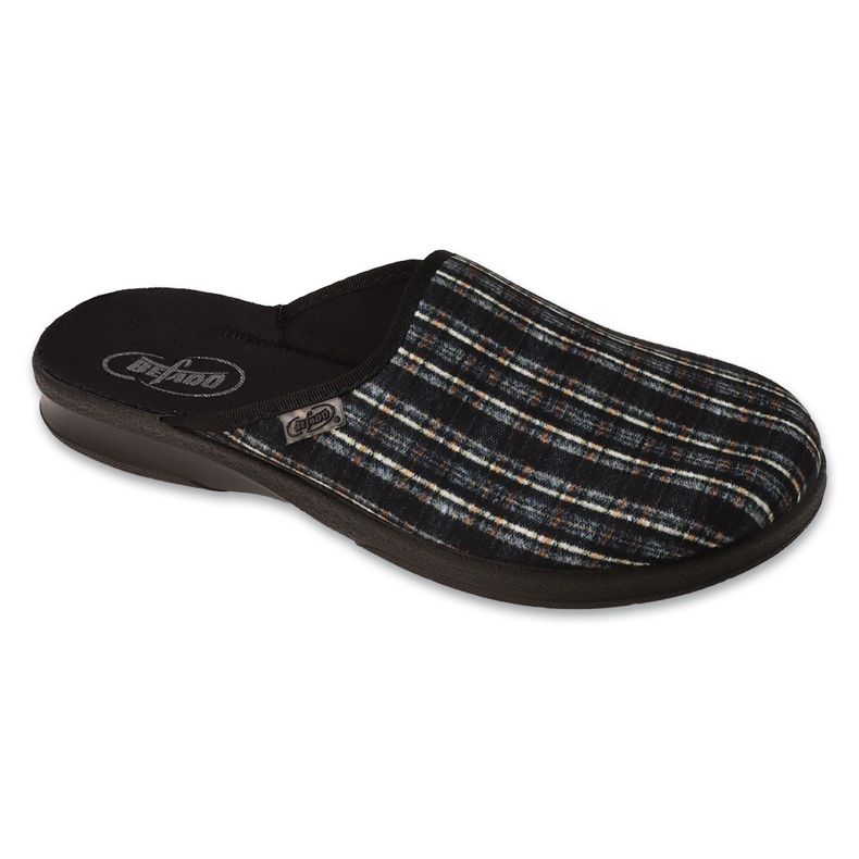 Befado men's slippers with checkered bottom 548M045, black and gray Befado men's slippers with checkered bottom 548M045, black and gray