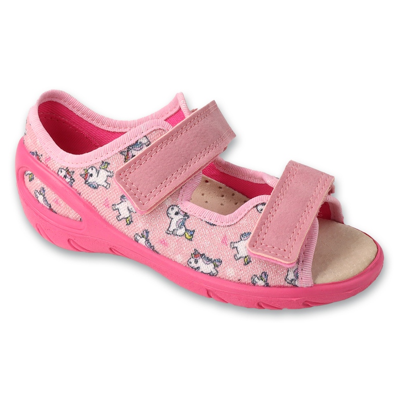 Befado children's sandals with a leather insert with Velcro 063X019 pink