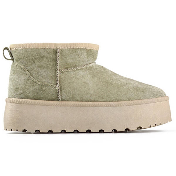 Women's suede slip-on snow boots, green 8917-5GR