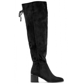 Women's over-the-knee suede over-the-knee boots, black FL3002B