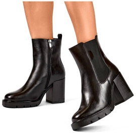 Women's insulated Chelsea boots on a high heel, black 24-12495B Women's insulated Chelsea boots on a high heel, black 24-12495B
