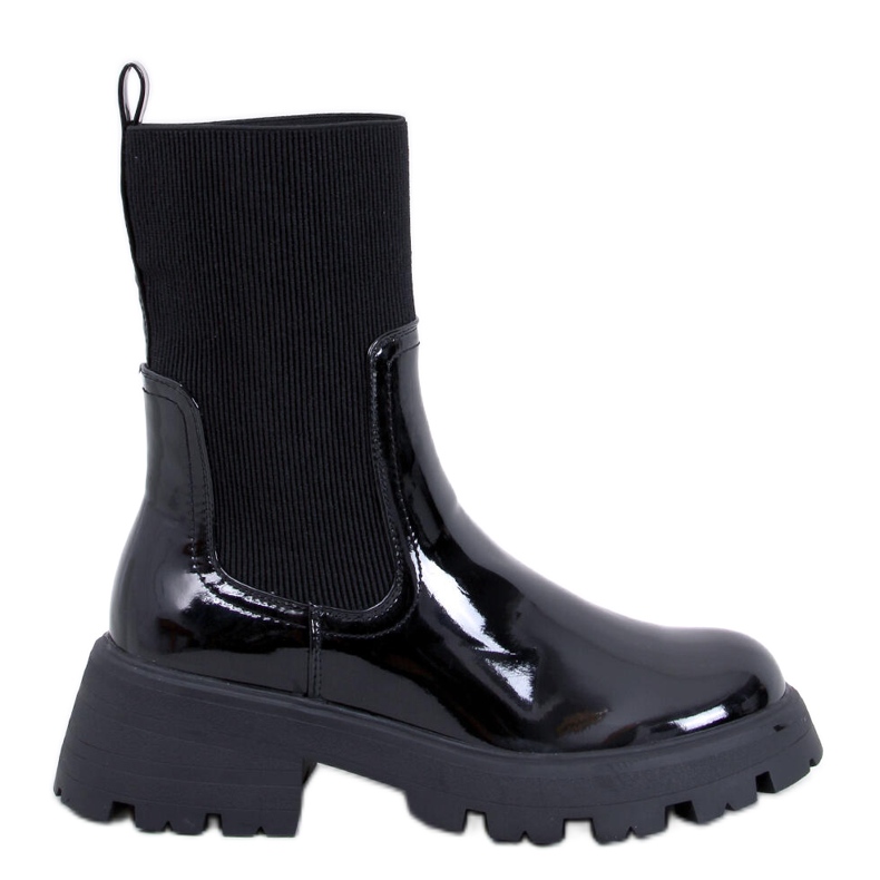 Batson Black lacquered Chelsea boots