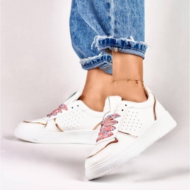 Women's sports shoes, sneakers with replaceable laces, white 85-872CH Women's sports shoes, sneakers with replaceable laces, white 85-872CH