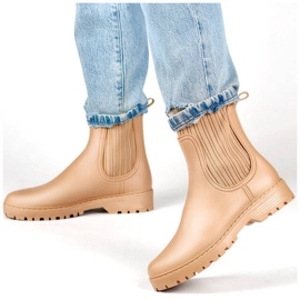 Women's Chelsea boots with elastic upper and sock, beige S27BE