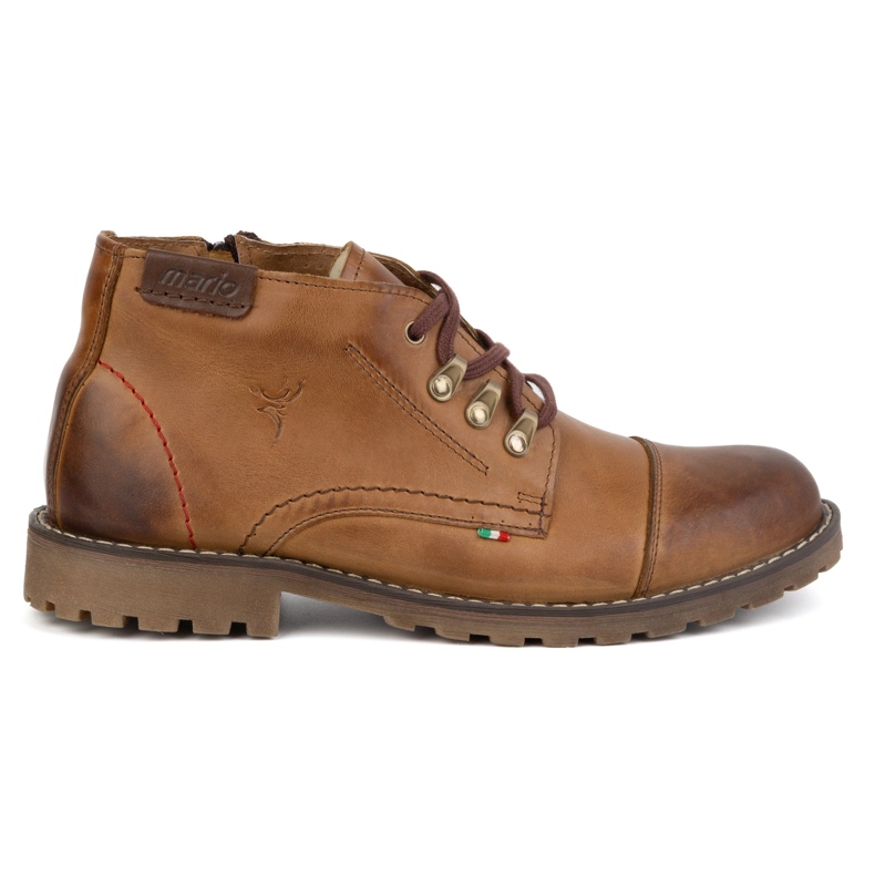 Olivier Men's short winter leather boots, 963MP, red beige Olivier Men's short winter leather boots, 963MP, red beige