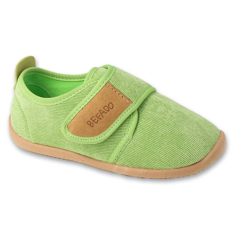 Befado children's slippers with velcro, leather insert 902Y045, green