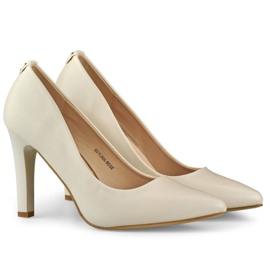 Beige women's high-heeled pumps GD-FL360BE