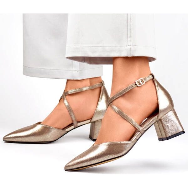 Women's silver strappy pumps GD-FL1150T