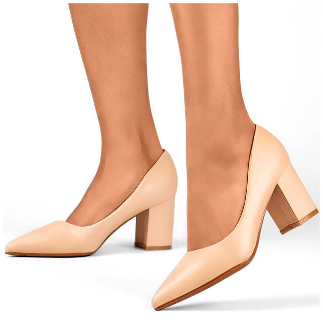 Women's pointed-heeled pumps, beige KJ-42BE