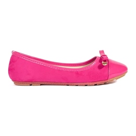 Pink flat women's ballet flats with a patent toe