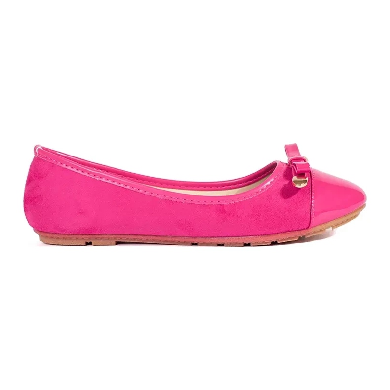Pink flat women's ballet flats with a patent toe