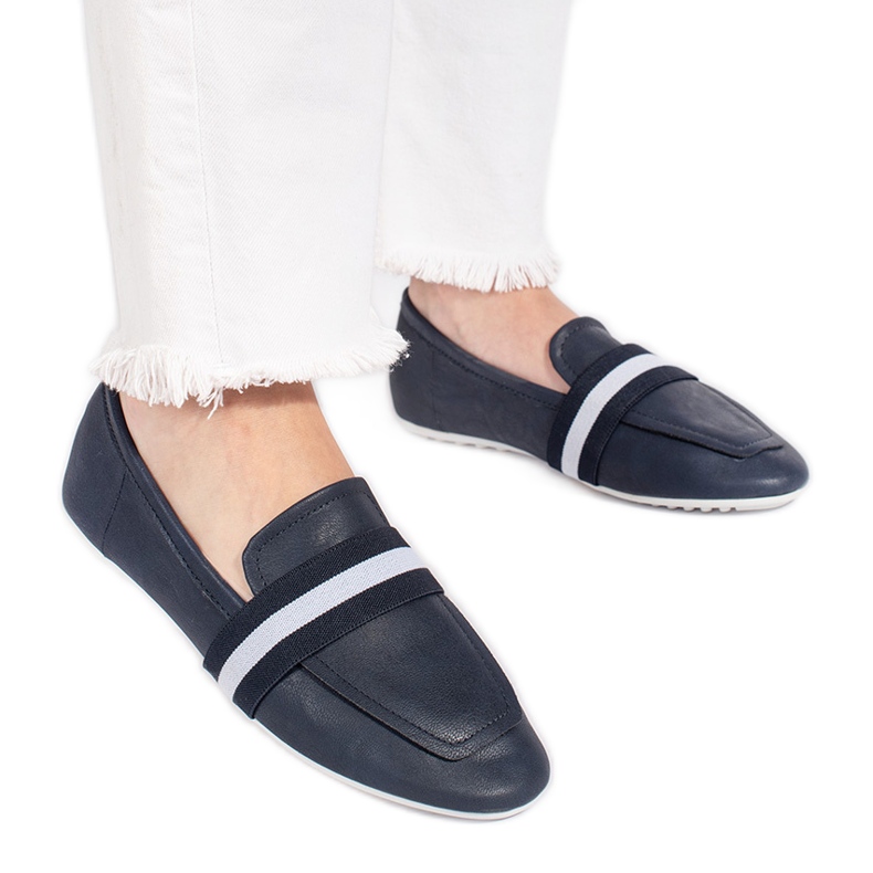 Navy blue elegant slip-on ballet flats