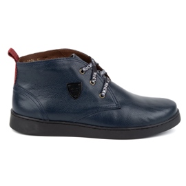 Men's leather Chukka shoes KAMPOL 110/63 navy blue