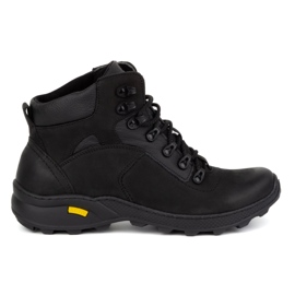 Olivier Men's leather winter shoes 7148DT, black