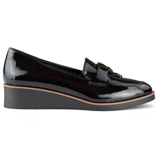 Women's patent leather wedge shoes, black, 24-58266B Women's patent leather wedge shoes, black, 24-58266B