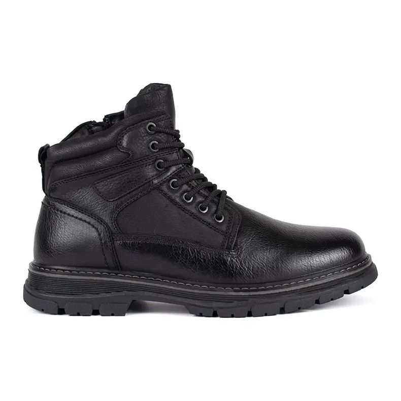 Men's black insulated lace-up ankle boots