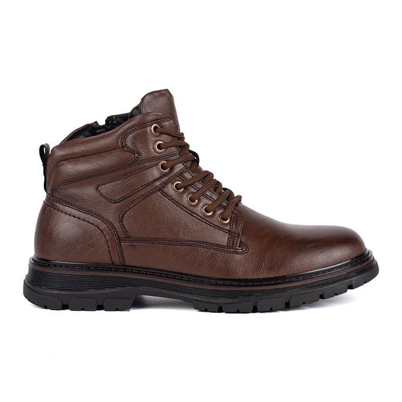 Men's brown, insulated lace-up ankle boots